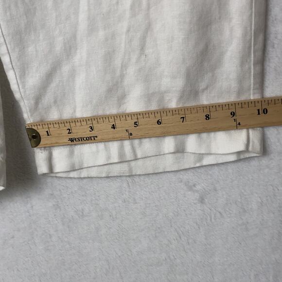 EILEEN FISHER 100% Linen Pants Cropped Sz PL White Side Zip Wide Leg Lagenlook - Picture 10 of 11